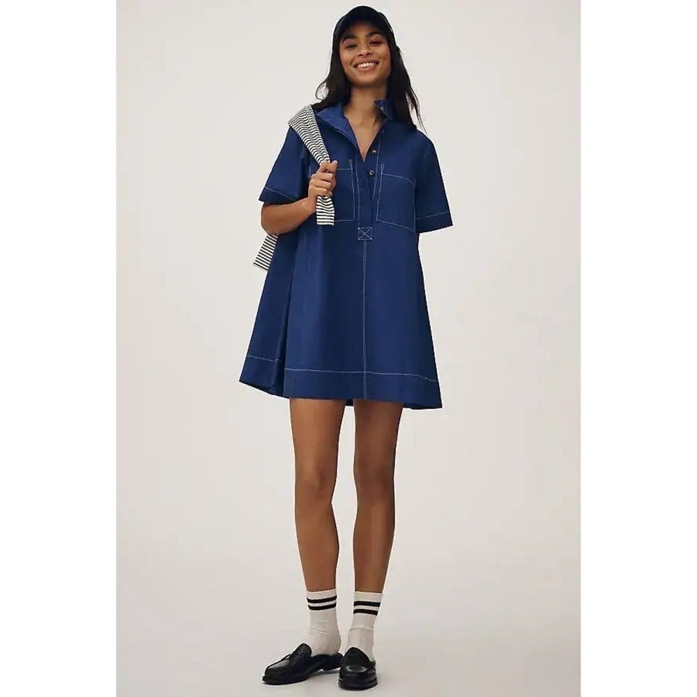 Maeve Jeannie Short Sleeve A-Line Mini Dress Anthropologie Size M Minimalist